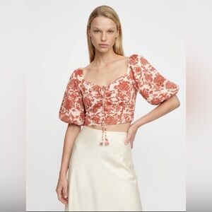 Floral Puff Sleeve Crop Top